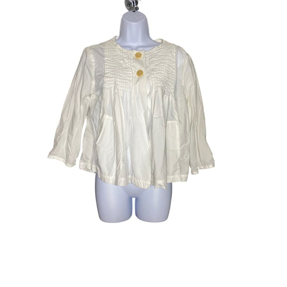 Gap Womens Cotton Swing Peasant Style Blouse with Contrasting Buttons‎ Size M